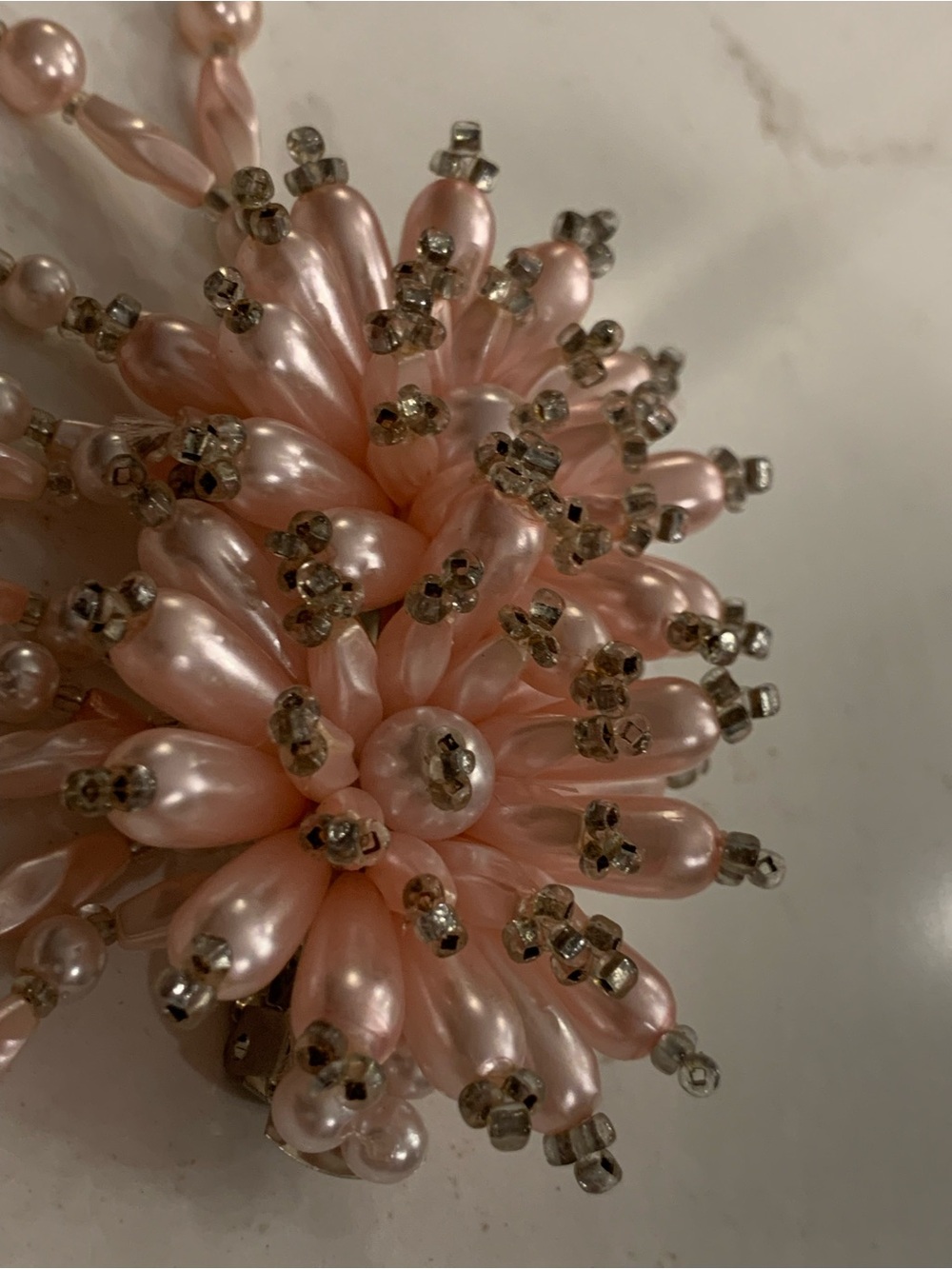 Vintage Hair Clip Pink Pearlized Dangle Drop Fancy Hair Barrette 4” x 3” 1980’s. - Picture 2 of 8
